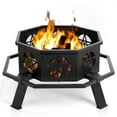 thumbnail image 1 of Fire Pit for Outside, 35" Outdoor Wood Burning Firepit with Fire Poker, Outer Ring, Patio Fireplace Octagon Metal Stove for Camping, Outdoor Heating, Bonfire and Picnic, BBQ Fire Pit, Black, 1 of 11