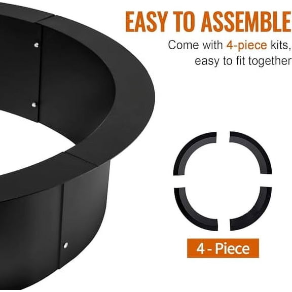 Fire Pit Ring 42x36x10 Inch, Fire Ring Insert DIY Campfire Liner, Heavy Duty Steel Fire Pit Liner, Smokeless Fire Pit for Camping Outdoors, Backyard Garden