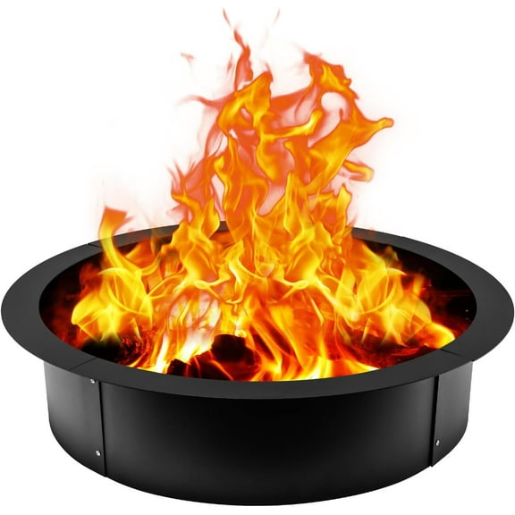 Fire Pit Ring 45-Inch Outer/39-Inch Inner Diameter, Fire Ring Insert DIY Campfire Liner Heavy Duty Steel Fire Pit Liner for Camping Outdoors, Backyard Garden Wood Burning