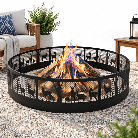 Fire Pit Ring - 47" L X 9" H Durable Metal
