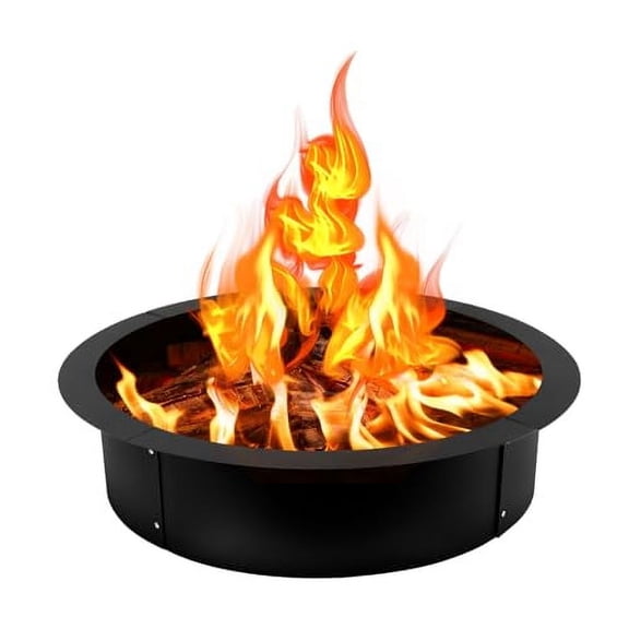 Fire Pit Ring, Fire Ring Insert DIY Campfire Liner, Heavy Duty Steel Fire Pit Liner,Smokeless Fire Pit 36-Inch Outer/30-Inch Inner Diameter for Camping Outdoors, Backyard Garden