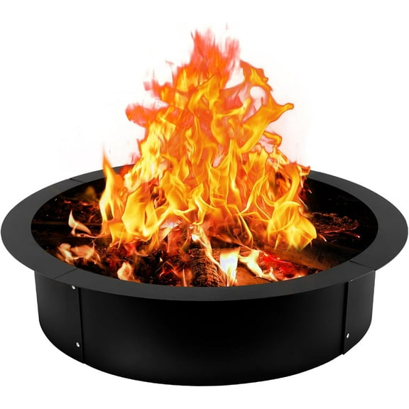 Fire Pit Ring, Fire Ring Insert DIY Campfire Liner, Heavy Duty Steel Fire Pit Liner,Smokeless Fire Pit 45-Inch Outer/39-Inch Inner Diameter for Camping Outdoors, Backyard Garden