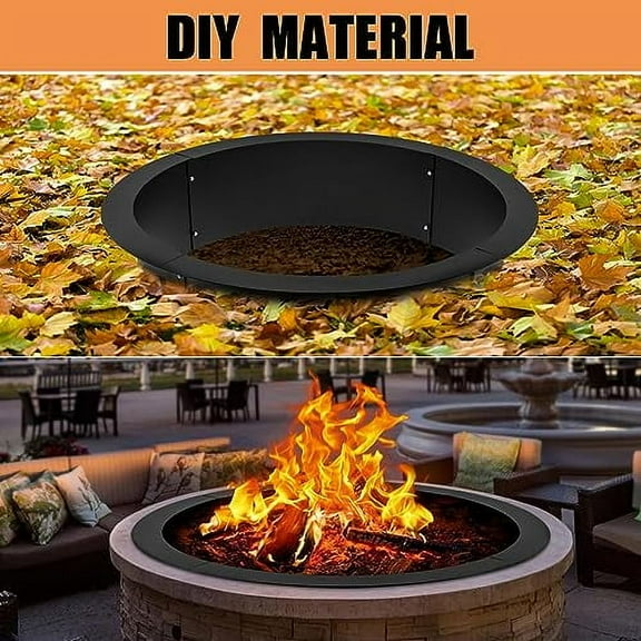 Fire Pit Ring,Fire Ring Insert DIY Campfire Liner,Heavy Duty Steel Fire Pit Liner,Smokeless FirePit 42-Inch Outer/36-Inch Inner Diameter for Camping Outdoors, Backyard Garden Wood
