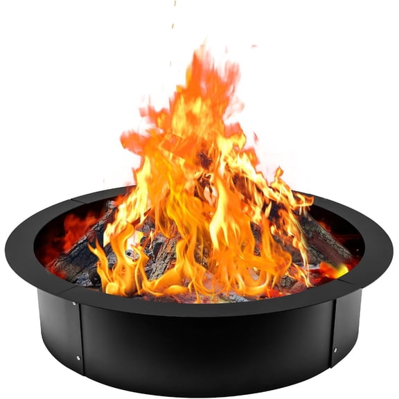 Fire Pit Ring Heavy Duty Steel, 45-Inch Outer/39-Inch Inner Diameter Smokeless Campfire Ring Insert for Bonfire Pit, In-Ground or Above Ground, DIY Outdoor Fire Pit Accessories
