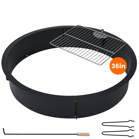 Fire Pit Ring,Heavy Duty Steel Fire Pit Liner,Round Firepit Rim Insert,DIY Campfire Ring Above or In-Ground for Outdoor Camping Garden Patio Backyard
