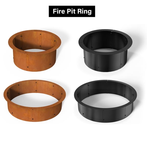 Fire Pit Ring Liner for Outdoor DIY Campfire Wood Burning Fire Pit Ring 3mm Thick Heavy Duty Solid In-Ground Metal Steel Firepit Rim Insert for Bonfire Patio Backyard Easy Assembly, Black 24"