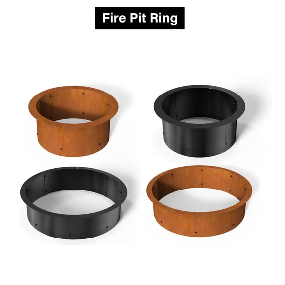 Fire Pit Ring Metal Steel for Outdoor DIY Campfire Wood Burning Fire Pit Liner 3mm Thick Heavy Duty Solid In-Ground Firepit Rim Insert for Bonfire Patio Backyard Easy Assembly, Black 39"