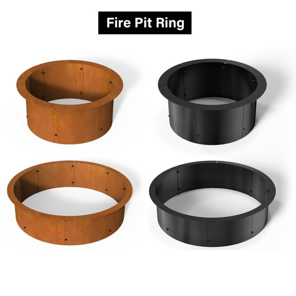 Fire Pit Ring Liner for Outdoor DIY Campfire Wood Burning Fire Pit Ring 3mm Thick Heavy Duty Solid In-Ground Metal Smokeless Firepit Rim Insert for Bonfire Patio Backyard Easy Assembly, Black 24"