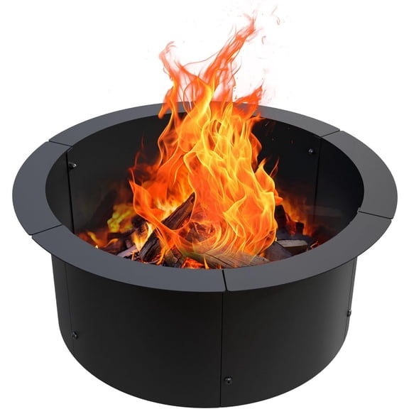 Fire Pit Ring Outdoor Wood Burning Fire Pit Liner 27.5 Inch Camping Fire Ring Painted Steel Firepit Ring Heavy Duty Campfire Ring Above or In-Ground for Bonfire Outdoor Backyard