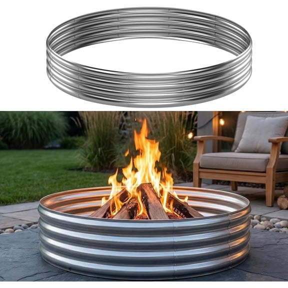 Fire Pit Ring for Outside , 48in Outdoor Fire Pit, Heavy Duty Steel Pit for Backyard, Camping, Bonfire, Modern Style Large Metal Fire Pit Ring