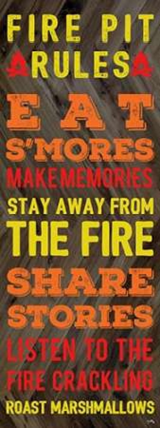 Fire Pit Rules Canvas Art - Elizabeth Medley (24X48)