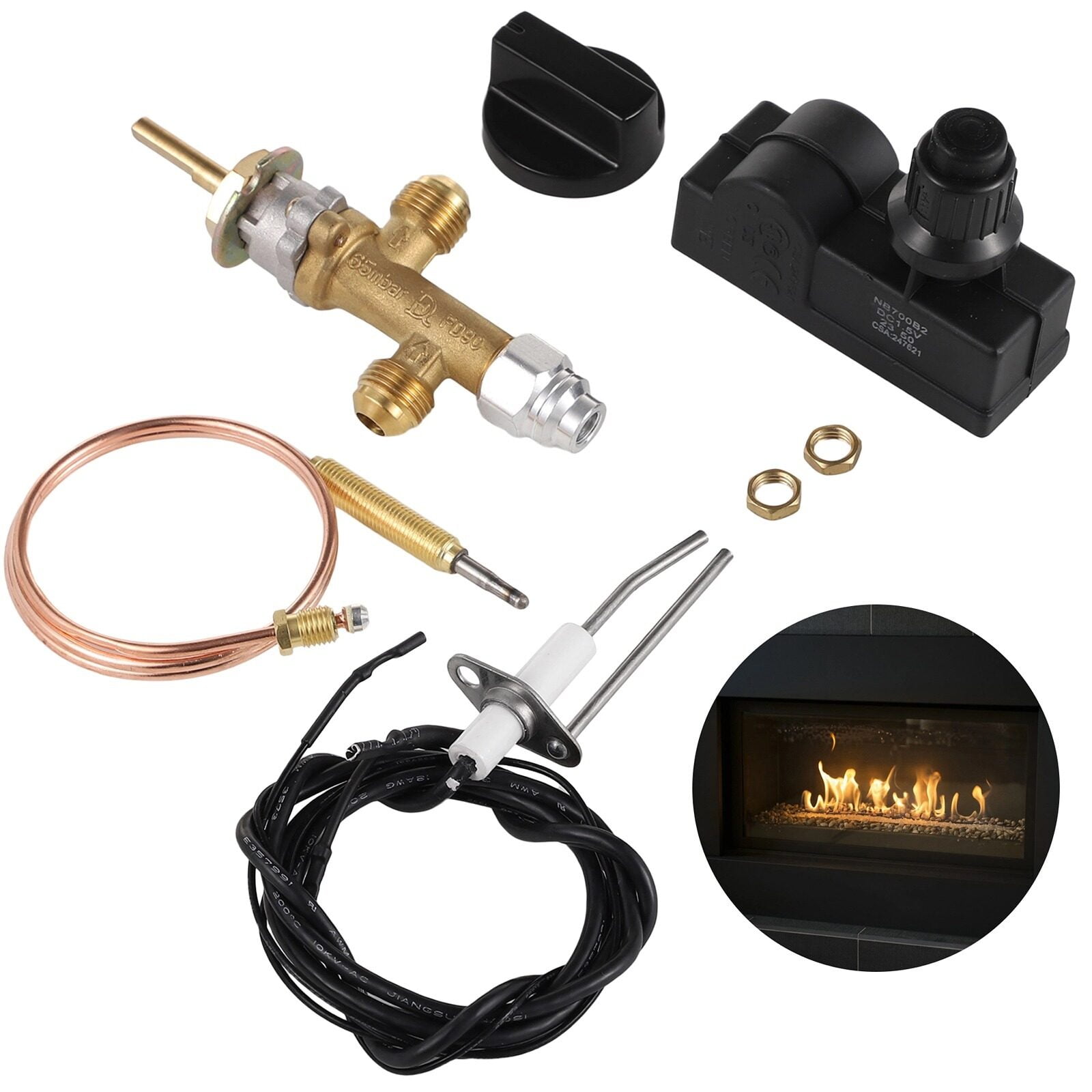 Fire Pit Safety Control Valve Kit, Low Pressure Propane Gas Fireplace