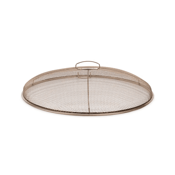 Fire Pit Screen, 18 in Steel Spark Guard with Hook, 304 Stainless Steel & Painted Steel, Ash and Debris Cover, No Assembly