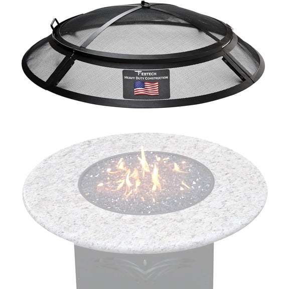 Fire Pit Screen 40 inch Round Heavy Duty Outdoor Fire Pit Screen Round with Hook for Easy to Lift Fire Pit Spark Screen Round for Fire Pit Ring, Firepit Replacement Screen & Fire Pit Insert