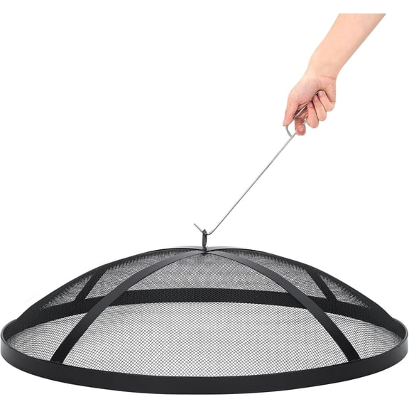 Fire Pit Spark Screen - Compatible with Bonfire Size, Easily Lifts, Stainless Steel, Mesh Protector, Guide Rod Included, Outdoor Accessory,36 * 36 * 7inch