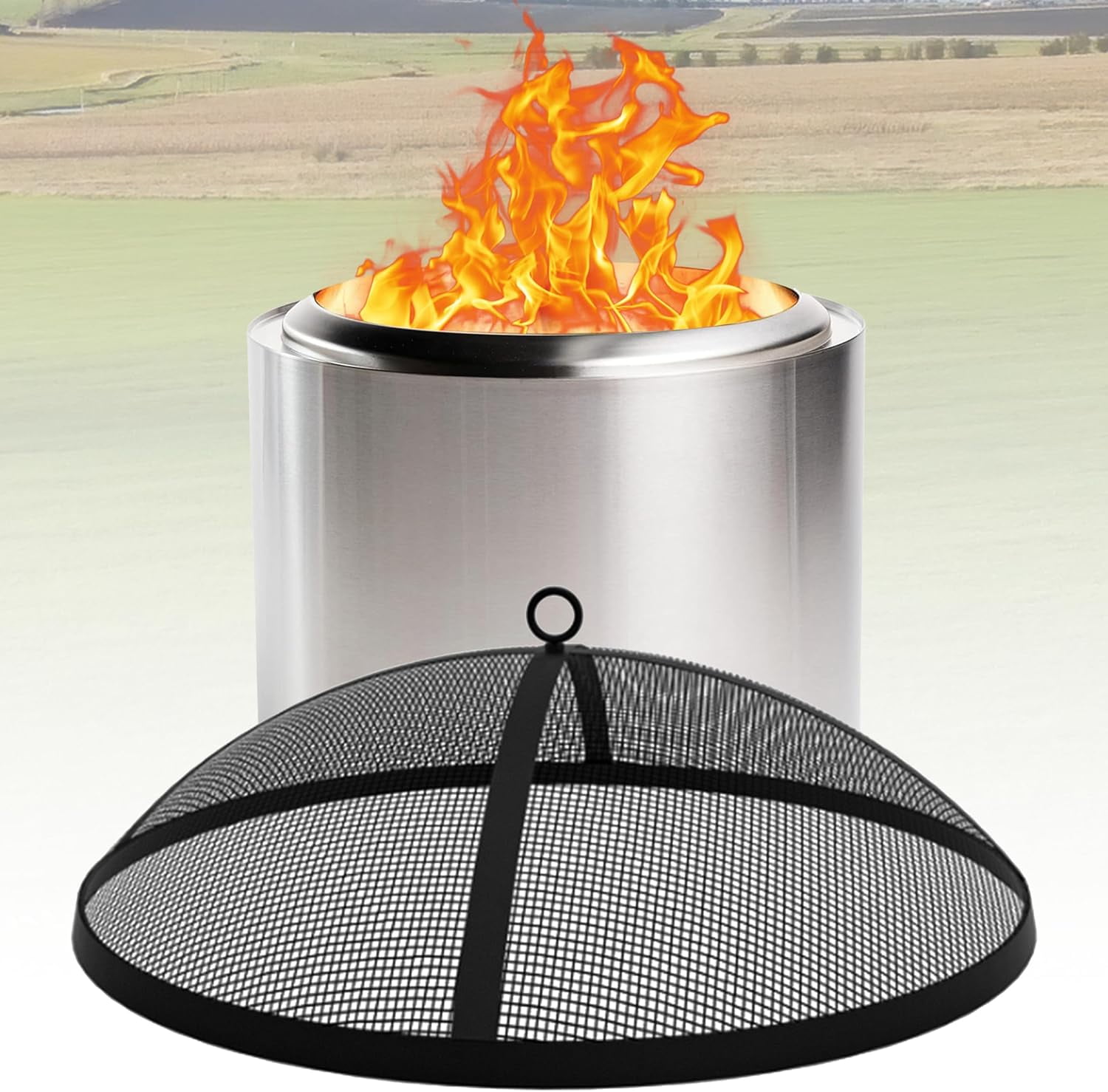 18.5" Black Powder Coated Steel Dome Fire Pit Screen