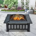 Fire Pit Table for Outside 32 Inch Square Firepits Outdoor Wood Burning ...