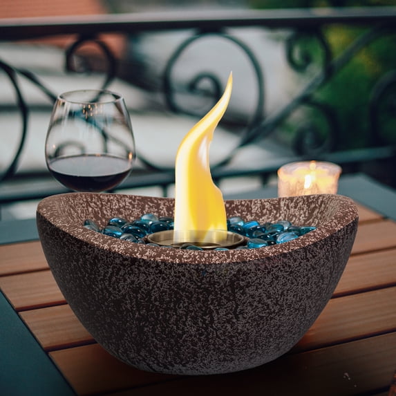 Fire Pit, Tabletop Fire Pit with Mixed Color, Portable Concrete Fire Pit, Table Top Fire Bowl Personal Ethanol Fireplace Alcohol Fire Pot, Table Top Fire Pit Bowl for Indoor and Outdoor, White Pink