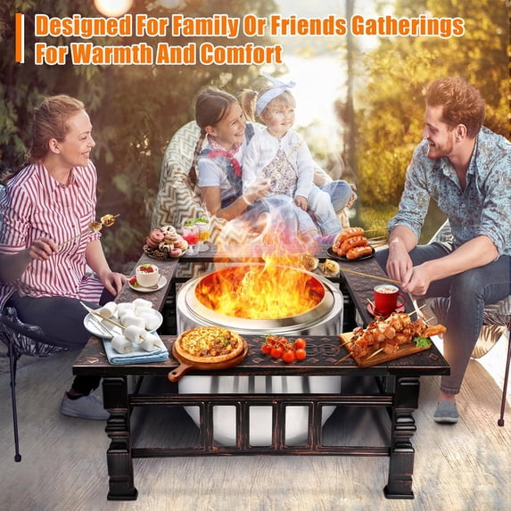Fire Pit Tabletop for Solo Stove Bonfire & Ranger | 32" Powder-Coated Steel Surround | Heat-Resistant Outdoor Fire Pit Table