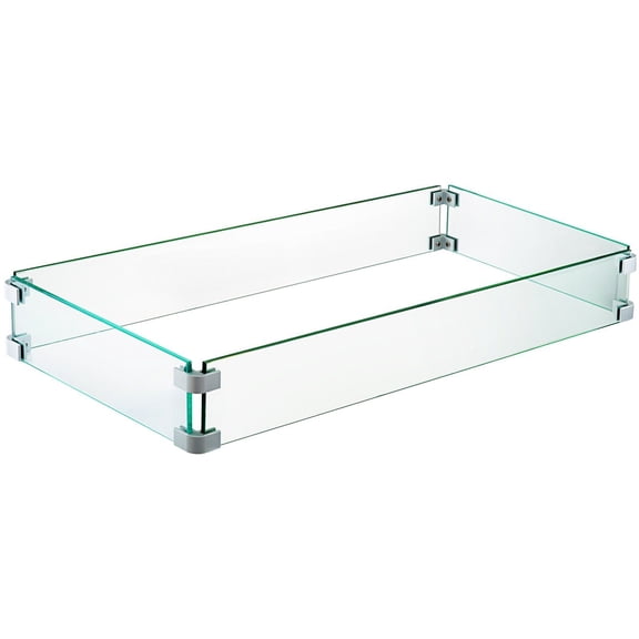 Fire Pit Wind Guard - 29.5 x 13.6 x 4 Inch Tempered Glass Wind Guard Fence for Outdoor Fire Pits, Universal Fit for Most Fire Pits, Heat Resistant & Durable Wind Shield