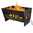 thumbnail image 1 of Fire Pit,Wood Fire Pits,Bonfire Pit,Fire Pits for Outside,28 Inch Rectangle Cast Iron Fire Pit for Patio,Backyard with Fire Poker and Metal Grate,Tree Cutout Pattern, 1 of 9