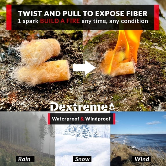 Fire Plugs Waterproof Fire Starter for Campfires, Emergencies, Survival, Fire Pits, Grills | 5+ Minute Burn | All Natural | Made in North America