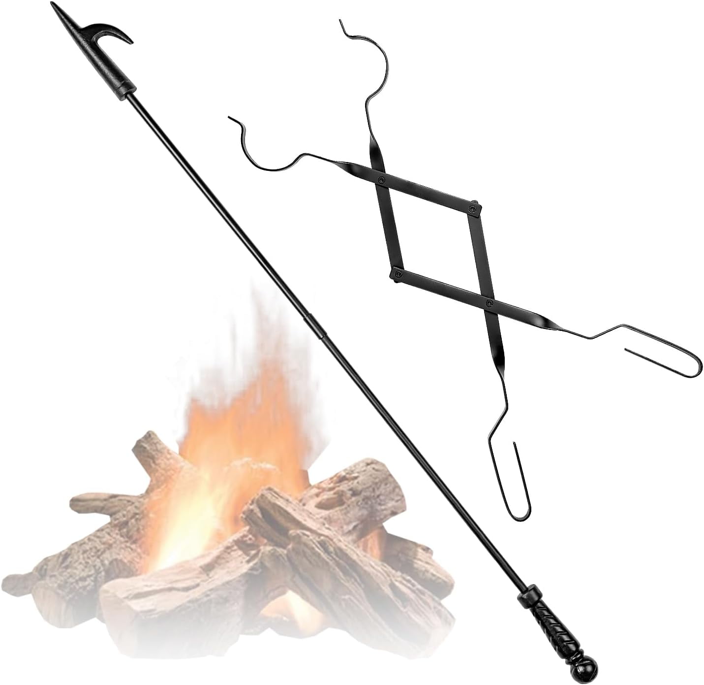 Fire Pokers Set for Fireplace,32 Inch Solid Steel Fire Pit Campfire
