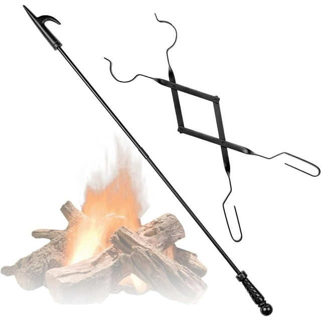 Fire Pokers Set for Fireplace,32 Inch Solid Steel Fire Pit Campfire Poker with Blow Poke