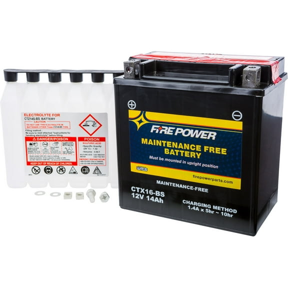 Fire Power Maintenance Free Battery CTX16-BS Compatible With Kawasaki VN1500G Vulcan 1500 Nomad 1999-2001