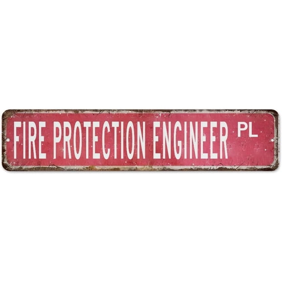 Fire Protection Engineer Farmhouse Metal Sign Custom Dining Room Signs Retro Career Street Profession Man Cave Decor Metal Plaque for Men Office Lounge 4"x16"