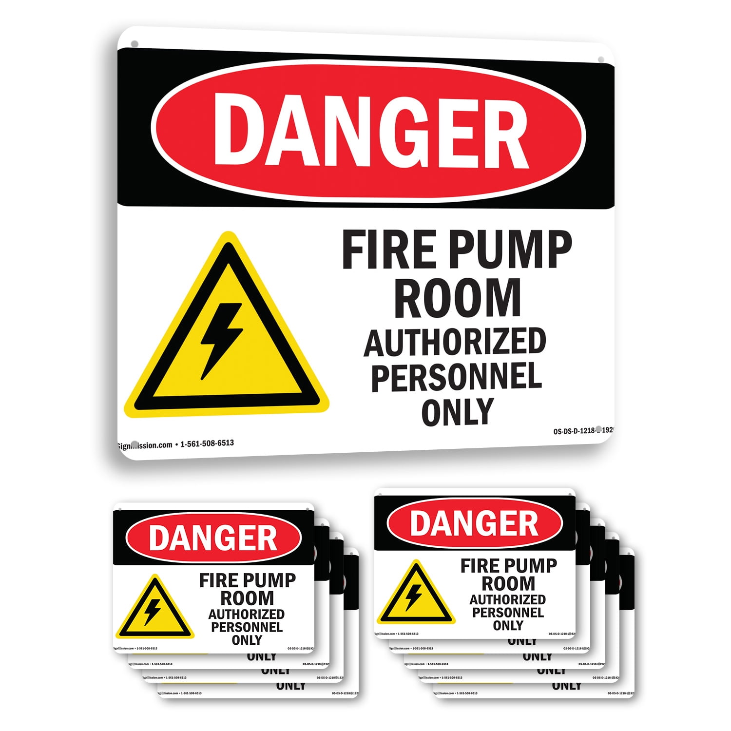 Fire Pump Room Authorized OSHA Danger Rigid Plastic Sign 24 Inch x 18 ...