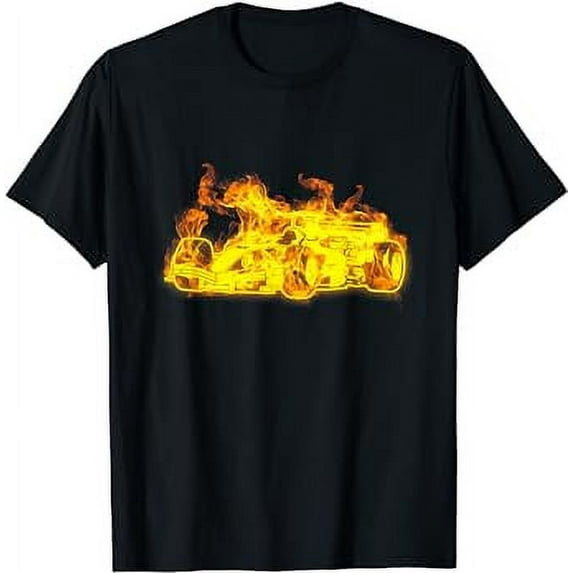 Fire Race Car Flames Racer Race Car Driver Black T-Shirt