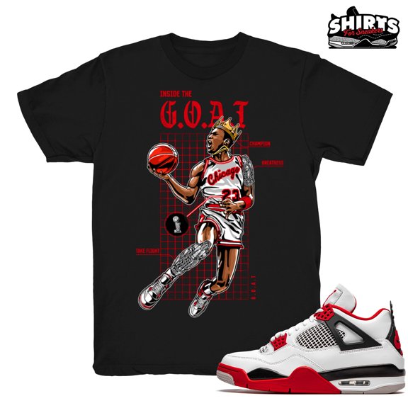 Fire Red 4 shirt | Goat Blueprint - Match Retro 4 Fire Red OG / Black tee shirts - Funny Gift