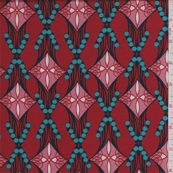 Fire Red Diamond Satin Stretch Charmeuse, Fabric By the Yard