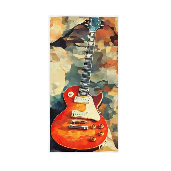Fire Red Guitar Face Towel Absorbent Hand Towels Bath Sport Gym