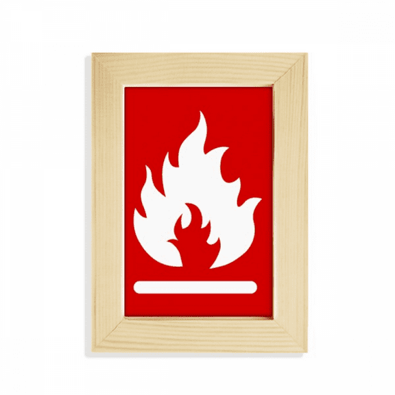 Fire Red Square Warning Mark Desktop Display Photo Frame Picture Art Painting 5x7 inch