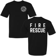 Fire Rescue Double Side Printed T-Shirt | Firefighter Honor Courage First Responder Crewneck T-Shirt for Men and Women, Black