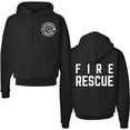 thumbnail image 1 of Fire Rescue Team Double Sided Hoodie Sweatshirt Printed Firefighter Dept. First Responder Warm Hooded Pullover (Black, Large), 1 of 16