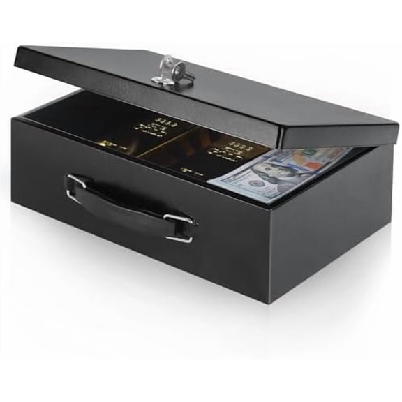 Fire Resistant Safe Fire Safe Box with Key Lock for Home Office Security Storage for Valuables Documents,12.8 x 8.5 x 4.5 Inch,Black