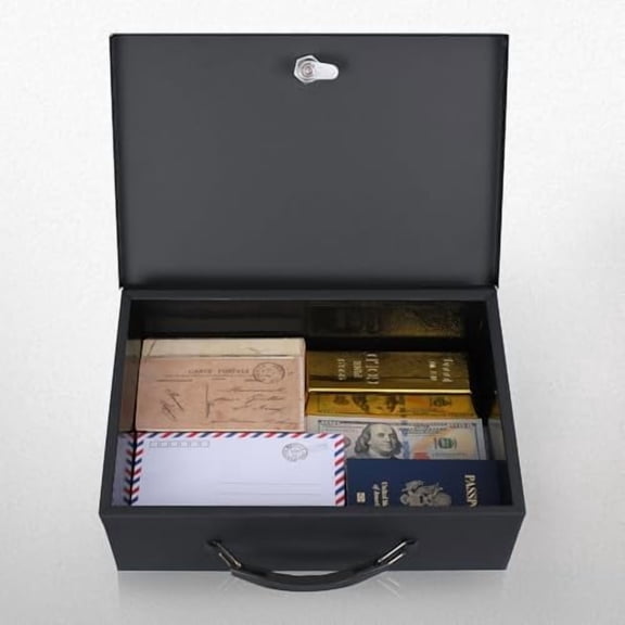 Fire Resistant Safe Fire Safe Box with Key Lock for Home Office Security Storage for Valuables Documents,13.2 x 11 x 4 Inch,Black