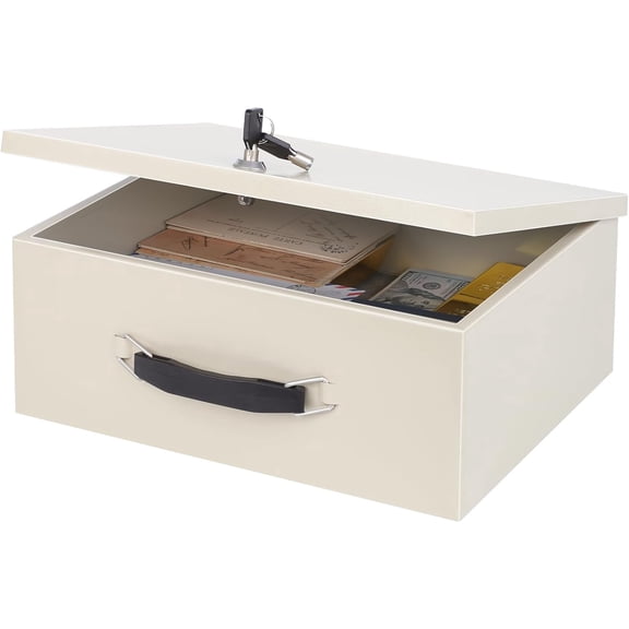 Fire Resistant Safe Fire Safe Box with Key Lock for Home Office Security Storage for Valuables Documents,13.2"x 11"x 5.1" Inch,White