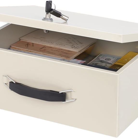 Fire Resistant Safe Fire Safe Box with Key Lock for Home Office Security Storage for Valuables Documents,13.2"x 11"x 5.1" Inch,White