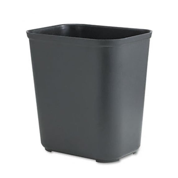 Fire-Resistant Wastebasket Rectangular Fiberglass 7 gal Black
