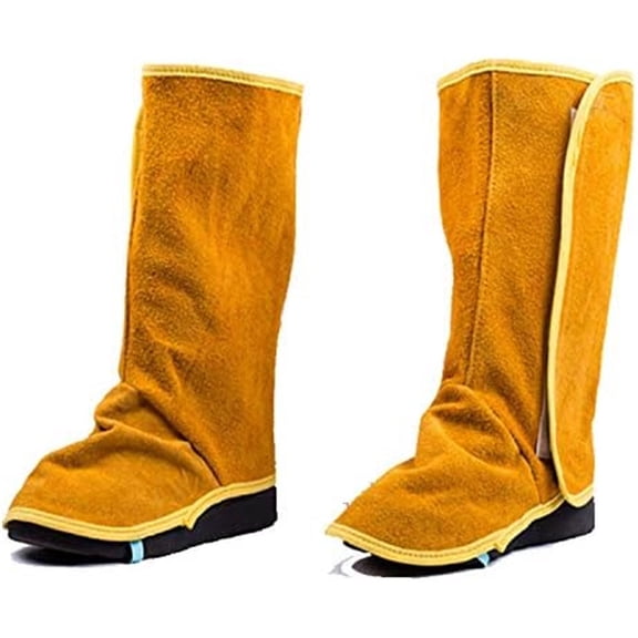 Fire Resistant Welding Boot & Shoes Covers, Heat and Abrasion Resistant Welder Working Protective Foot Covers, Welding Safety Shoes Protectors, Welding Gaiters (Yellow Height 33)