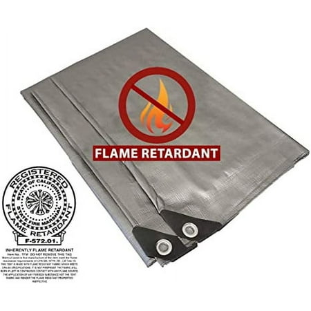 Fire Retardant Heavy Duty Shade Tarp (Silver) (24' x 24')