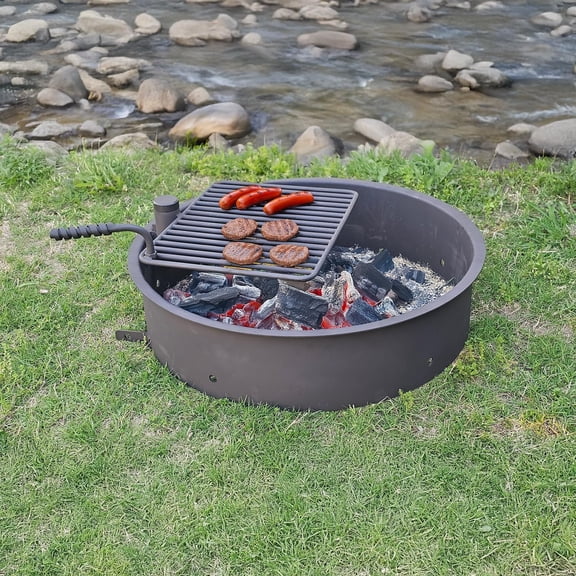 Fire Ring 32 Inch with Swivel Grate - Campfire Ring