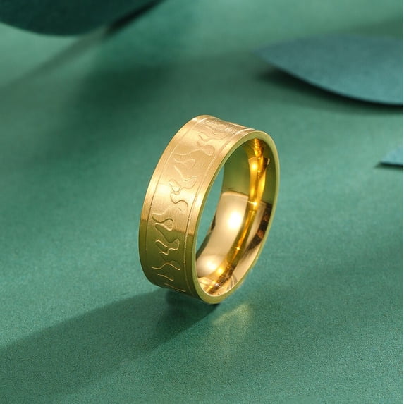 Fire Ring Flame Stainless Steel Signet Streetwear Enamel Unisex Ring