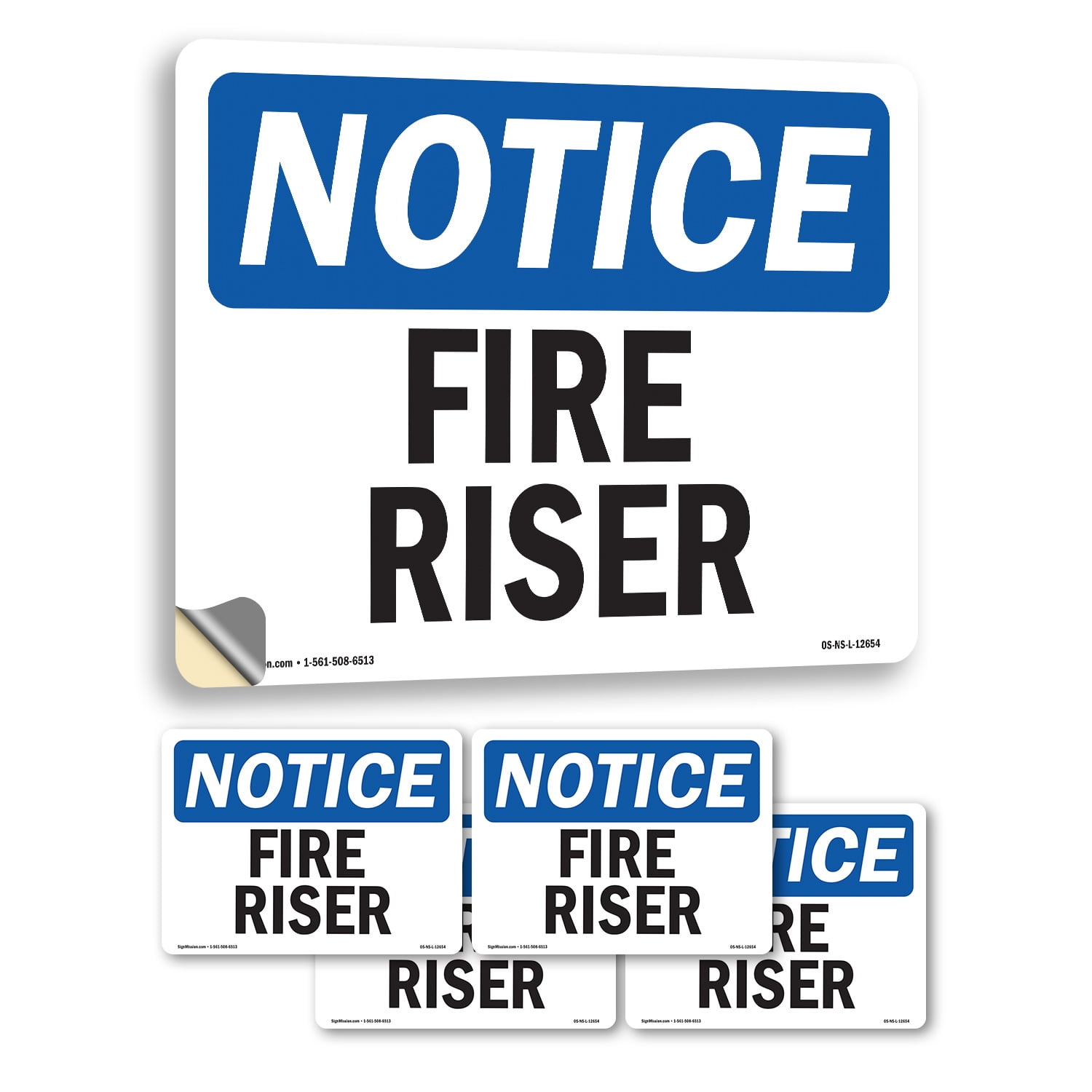 Fire Riser OSHA Notice Vinyl Decal Label 18 Inch x 12 Inch - 5 Pack ...