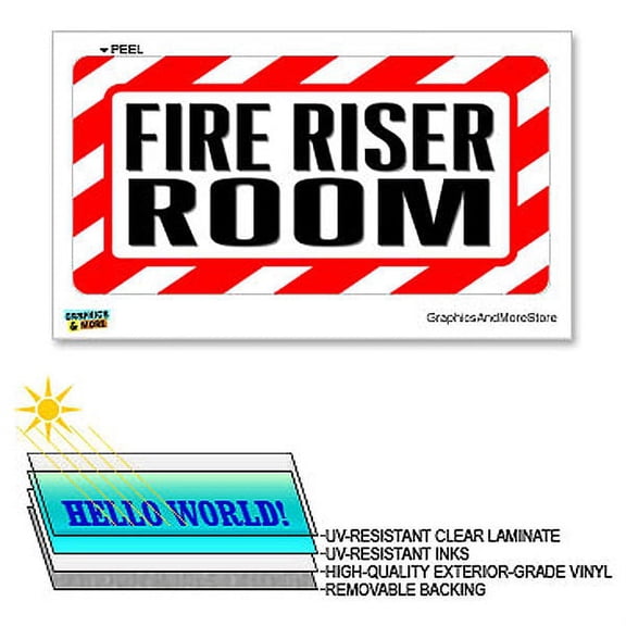 Fire Riser Room - 12 in x 6 in - Laminated Sign Alert Warning Business Store Sticker