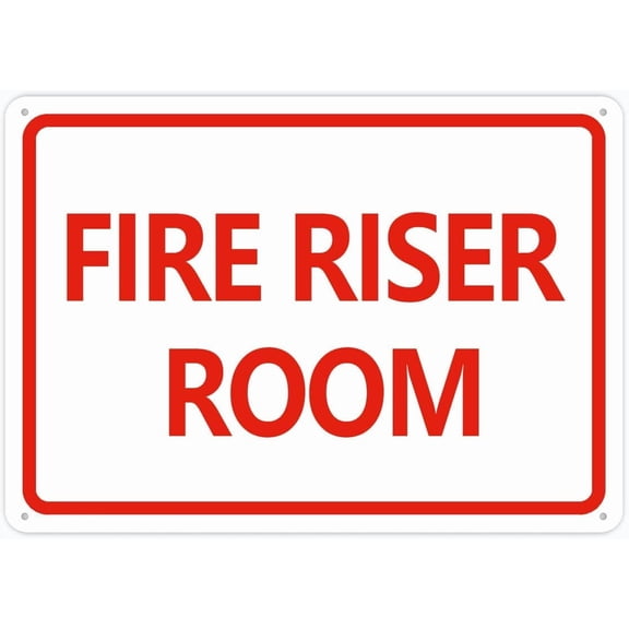 Fire Riser Room 12X8 Inch For House Door Office Business Yard,Metal Aluminum Rust Free Sign - 12"" X 8"", Pre-Drilled Holes, Weather Resistant